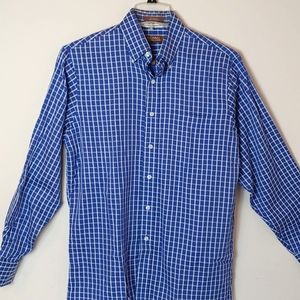 Micheal Kors Mens Blue White  Checkered (M) 15.5 34/35 Shirt -538